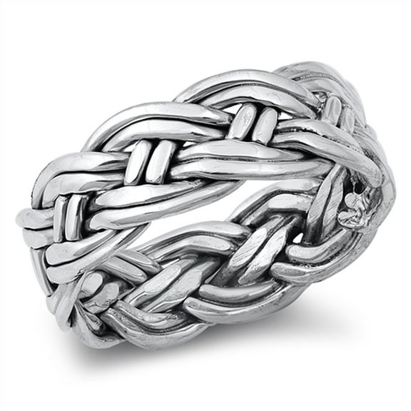 Thick Braided Celtic Viking Ring .925 Sterling Silver Band Jewelry Female Male Unisex Size 7