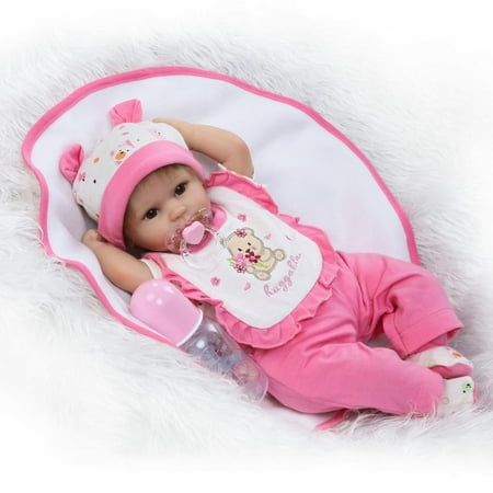 Reborn Baby Doll Soft Silicone 18inch 45cm Magnetic Lovely Lifelike Cute Lovely Baby Pink suit baby