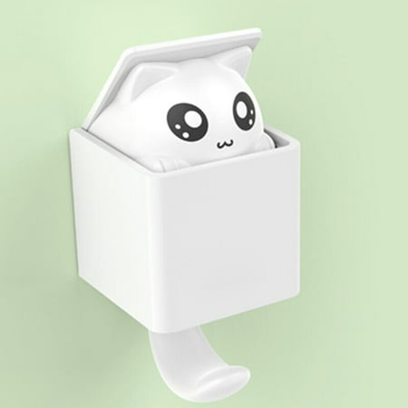 

Coat Hooks Cute Cat Shape Punch Free Adhesive Hooks Cartoon Cute Cat Key Hook Wall Mounted Clothes Sticky Hooks Holder Self-Adhesive Cute Cat Hooks Wall Mounted