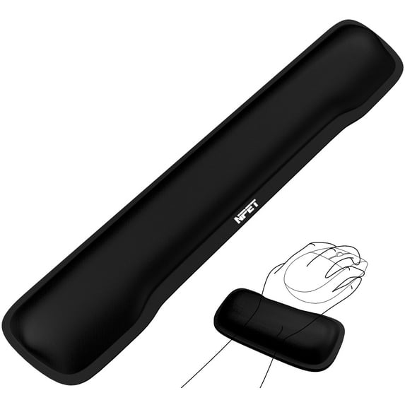 NPET WR10 Keyboard Wrist Rest, Mouse Wrist Cushion Support, Memory Foam, Anti-Slip Rubber Base, Comfortable Typing, Enlarge Wrist Pad for Office, Game