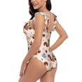 thumbnail image 5 of Yiaed Forest Squirrel Nuts Print Women's Ruffled One Piece Swimsuit V Neck Swimwear Slimming Monokini for Woman-XX-Large, 5 of 8