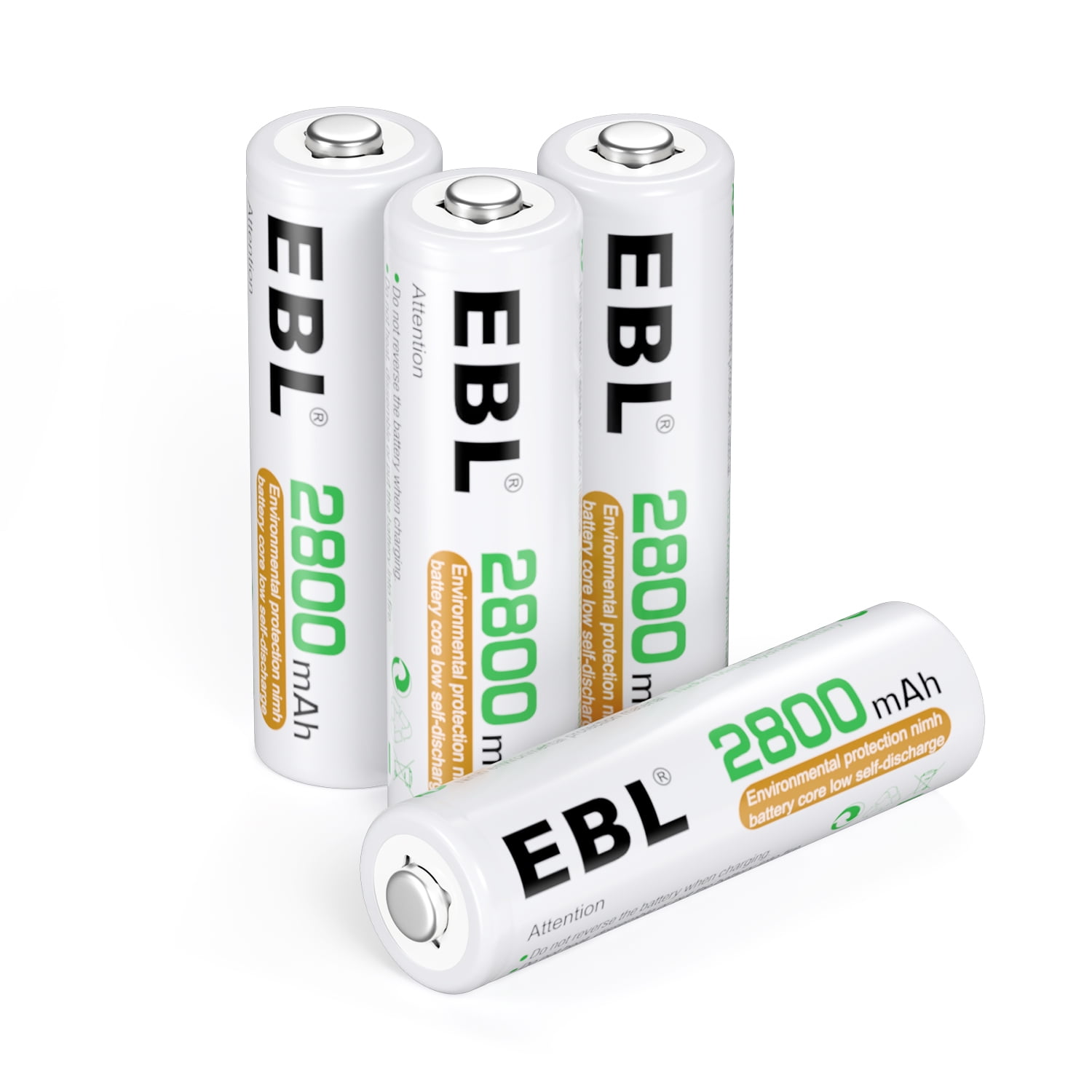 EBL Lot de 16 piles rechargeables haute capacité AA 2800 mAh Ni-MH 1,2 V  1200 cycles (boîtier de piles inclus) 