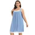 thumbnail image 5 of Women's Nightgown Lace Trim Sleeveless Nightdress Wide Strap Chemise Plus Size XL-4XL, 5 of 7