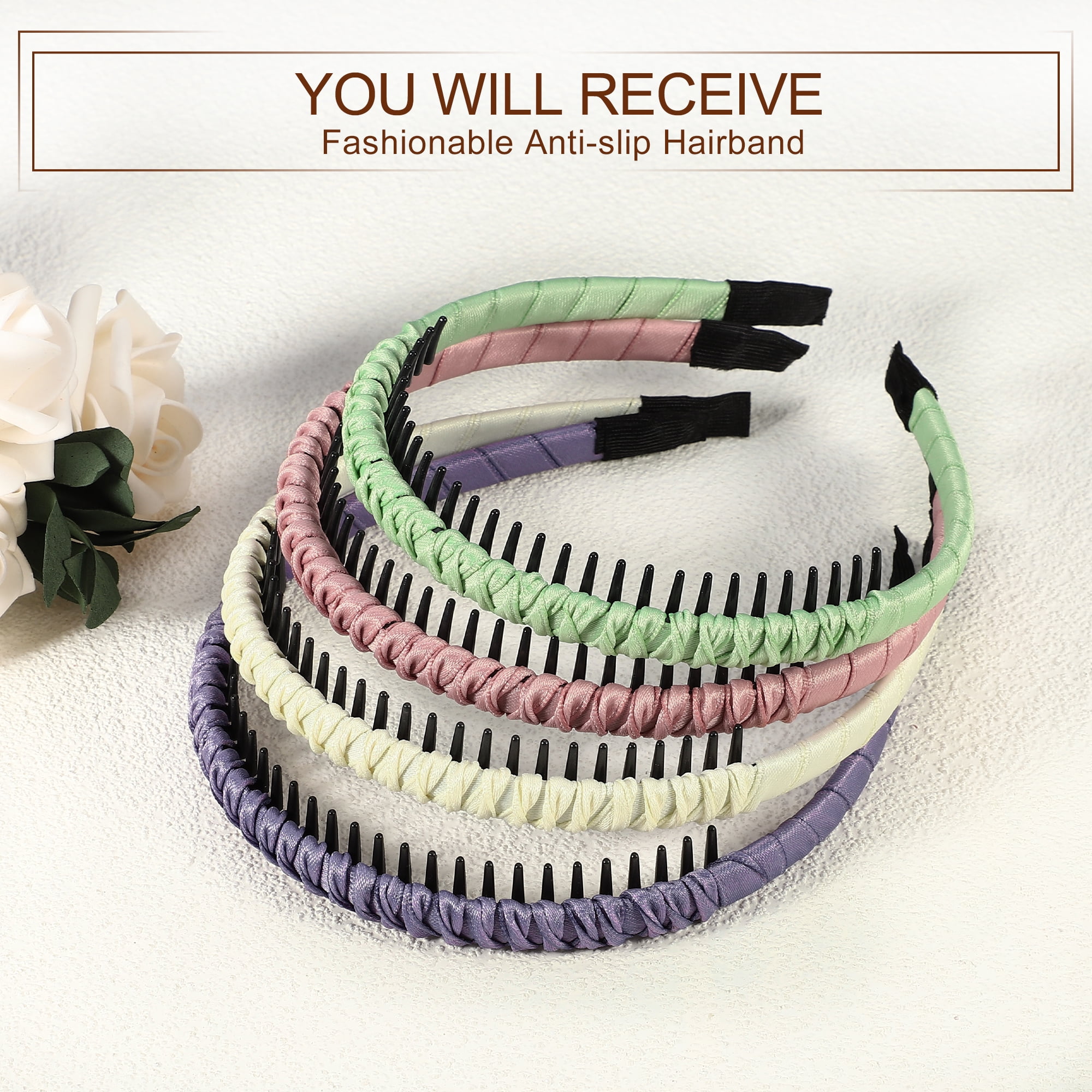 Unique Bargains 4pcs Non-slip Teeth Comb Headband for Women