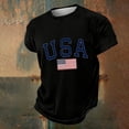 thumbnail image 2 of WEIWEN 4th of July Patriotic T-Shirts for Men S-6XL Summer Oversized USA Flag Short Sleeve Graphic Tees Casual Crewneck T Shirts Muscle Workout Tops Black, L, 2 of 3