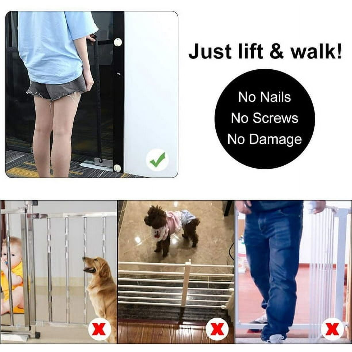 Gealach Foldable Dog Safety Gate, Retractable, Portable, Suitable for Stairs, Hallways, and Doorways, Simple Setup