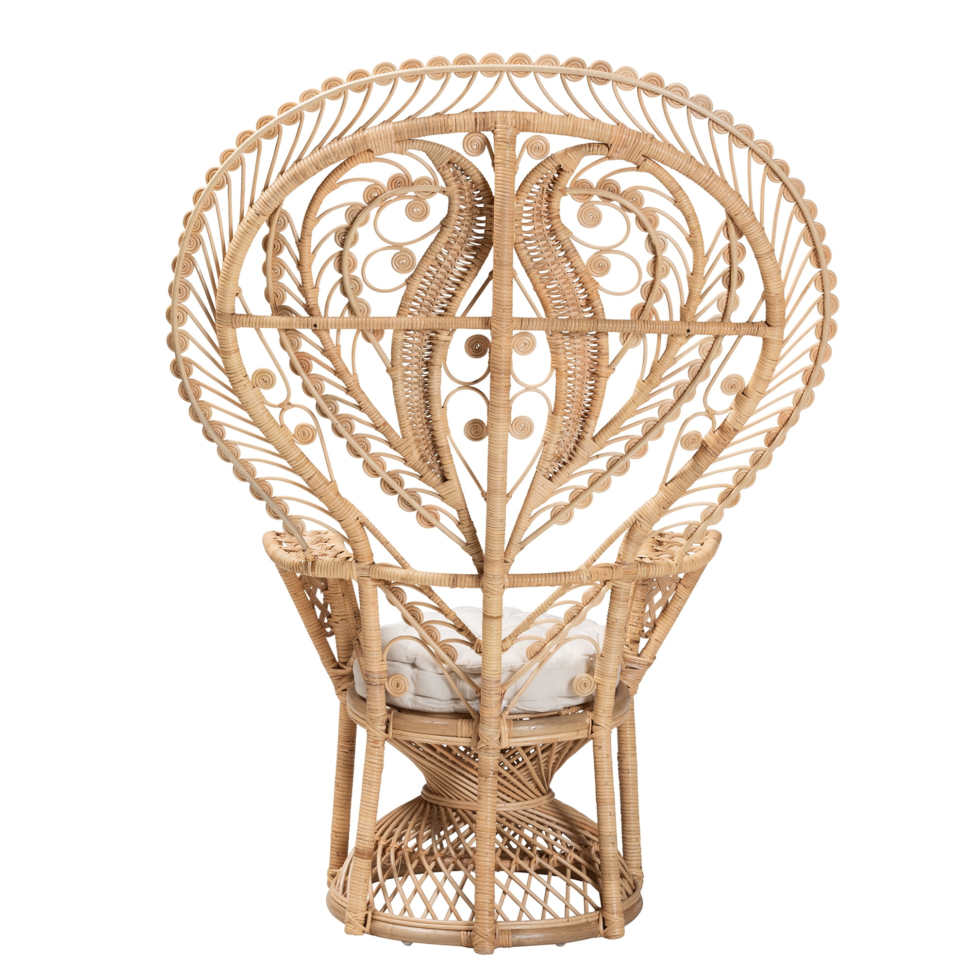 bali & pari Fedra Rattan BOHO Peacock Chair, Natural Brown
