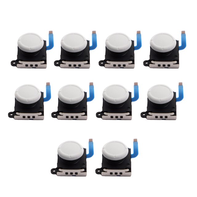 10Pcs Analog Joystick with Thumbstick Grips Module Sensor Parts Button Left Handle Joycon Controller Kit Professionals White