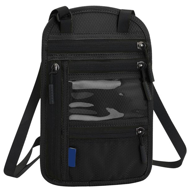 Bolso funcional para pasaporte RFID Bolso bandolera para el hombro Funda protectora para documentos en el extranjero