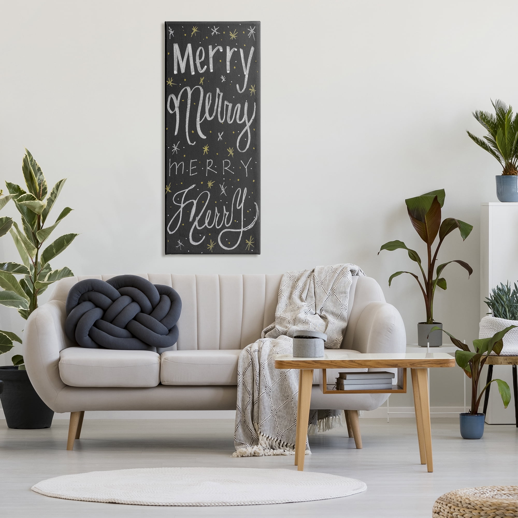 Stupell Industries Festive Merry Chalk Style Typography Chistmas Stars, 20 x 48, Design by Sd Graphics Studio
