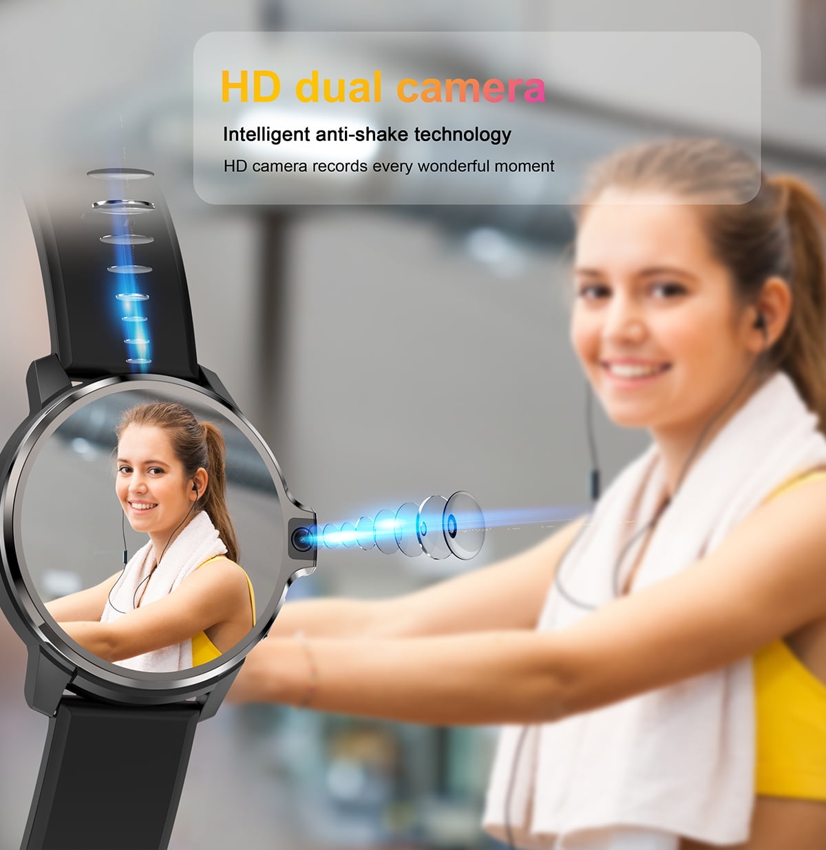Rainbuvvy DM30 4G Smart Watch 1.6 Inch IPS Screen Dual System Dual 5.0MP Camera 4GB+64GB 1050mAh WIFI GPS Face ID for Android or iOS