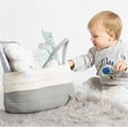 thumbnail image 1 of Organizador de pañales, cesta organizadora de cuerda estilo bohemio, organizador portátil para niños y niñas, organizador portátil para cambiador/coche, blanco lechoso, 1 of 5