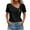 Black, variant on lmcalzta Womens Summer Tops Short Sleeve V Neck Casual Loose Fitting Solid Color Lightweight Tees