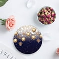 thumbnail image 4 of FMSHPON Merry Christmas Decor Glitter Xmas Ball Snowflakes Set of 6 Round Coaster for Drinks, Absorbent Ceramic Stone Coasters Cup Mat with Cork Base for Home Kitchen Room Coffee Table Bar Decor, 4 of 6