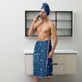 thumbnail image 6 of Colevkie Men's 2 Pcs Bath Wrap Set-Bath Skirt and Towel Soft Adjustable Beach Towel Quick Drying for Home Bathroom Sauna Travel Portable Absorbent Printed Simple Style Pattern, 6 of 7