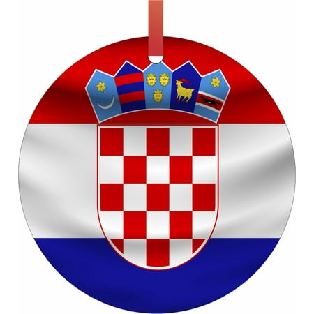 Croatia Flag Semigloss Flat Round Shaped Ornament Xmas ...