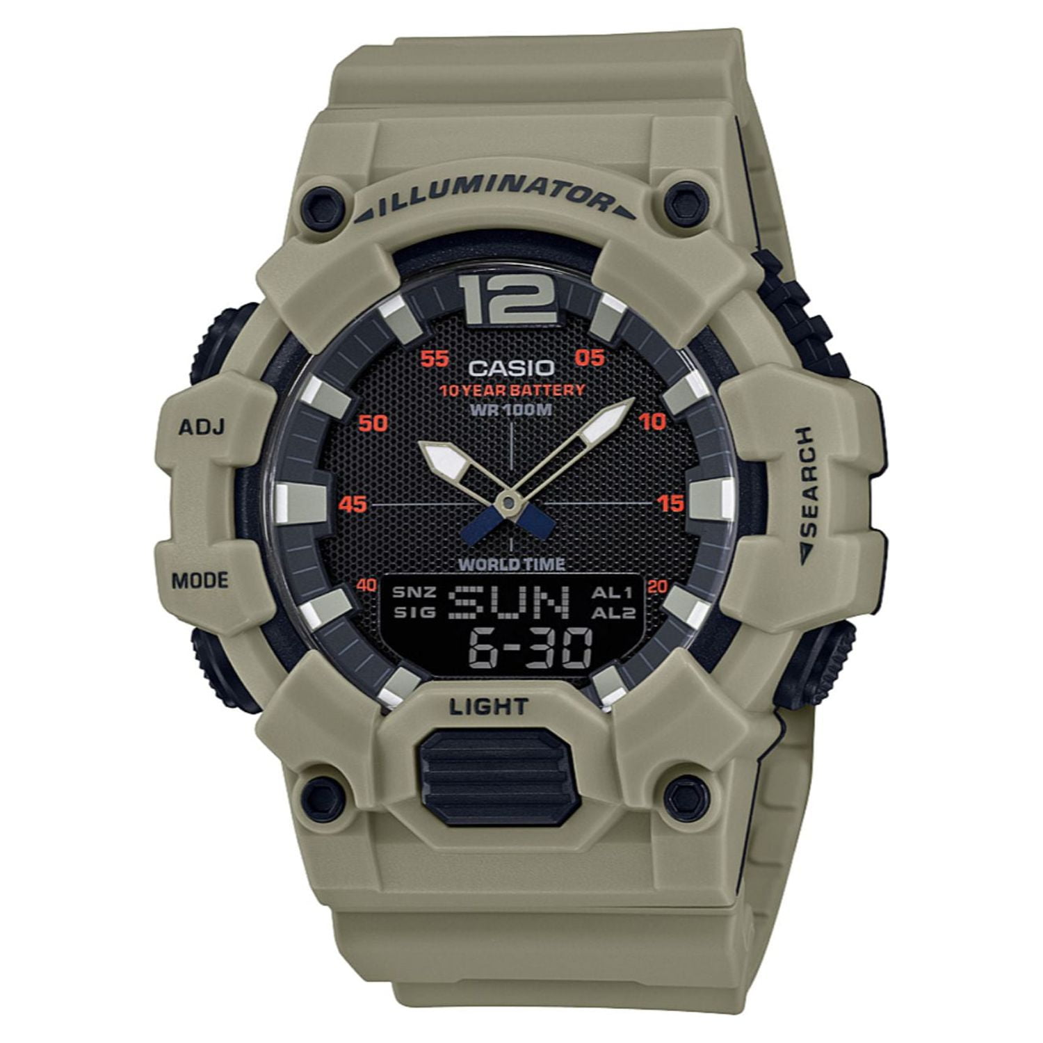 Casio Men's Analog-Digital World Time Watch, Beige - HDC700-3A3V