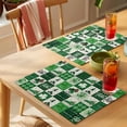 thumbnail image 4 of St. Patrick's Day Placemats Set&nbsp;of&nbsp;2 Vintage Green Truck Lucky Shamrocks Gnome Green Plaid Heat Insulation Washable Place Mats, Non-Slip Table Mats for Dining Table Party Kitchen,13x19 Inch, 4 of 9