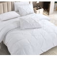thumbnail image 3 of Marina Decoration Ultra Soft Luxury Fluffy Goose Down Alternative Solid Geometric Pintuck Tufted Bedding Set Pinch Pleated Comforter Set with Ruffled Shams, White Color, 3 of 9