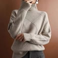 thumbnail image 4 of Suéter de rombos tridimensionales de cuello alto de estilo occidental de estación europea para mujer, suéter de nicho casual de diseño de otoño e invierno, 4 of 6