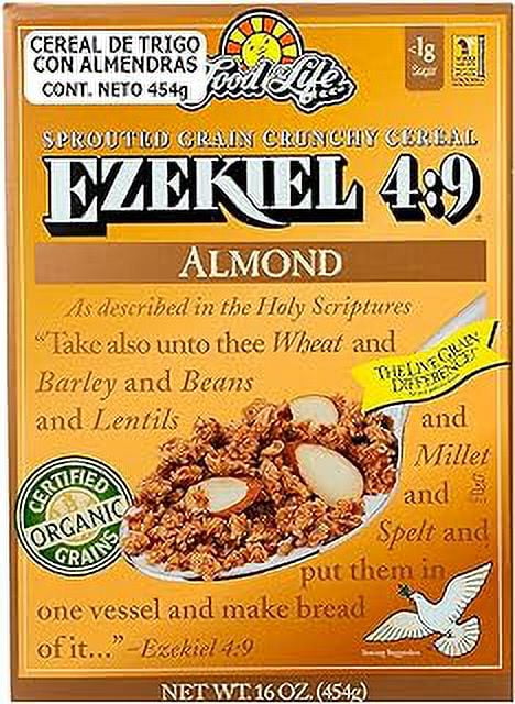 Ezekiel 4:9 Food For Life Organic Sprouted Whole Grain Cereal Variety Pack.  Original, Cinnamon Raisin, Golden Flax And Almond, 16oz (4 Pack)