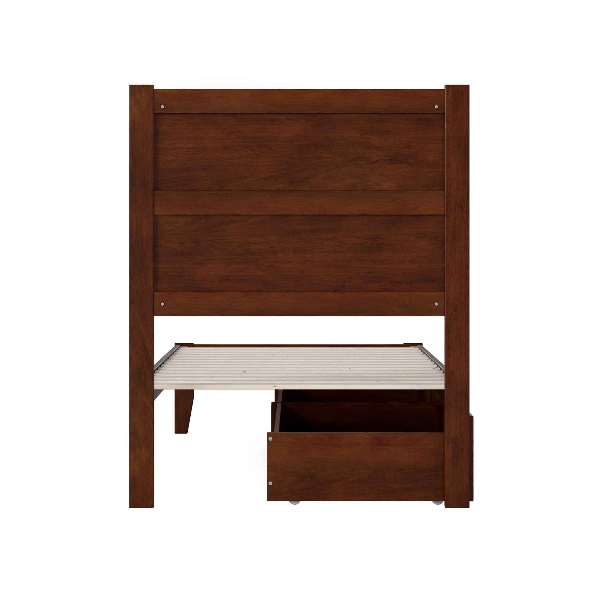 AFI NoHo 14" Twin XL Wood Platform Bed Frame with Set of 2 Storage Drawers, Walnut