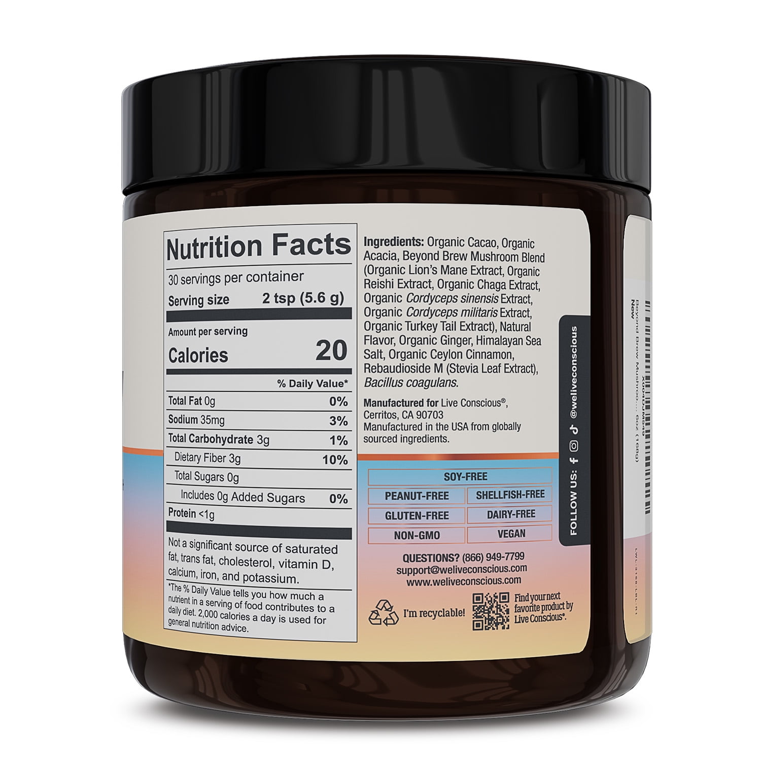 Live Conscious Beyond Brew Mushroom Superfood Coffee Alternative, 30 Serv.