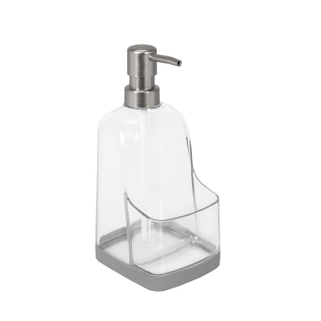 Spectrum Diversified Cora Soap Pump Sponge Holder for Sink Organization, 1 EA, Clear & Gray