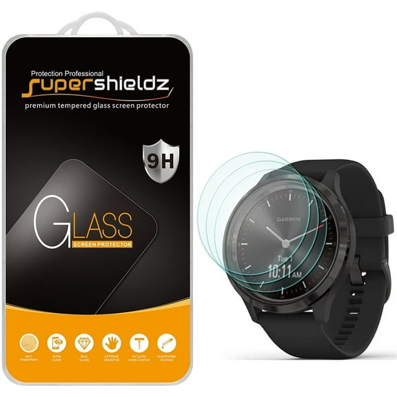 [3-Pack] Supershieldz for Garmin Vivomove 3 Tempered Glass Screen Protector, Anti-Scratch, Anti-Fingerprint, Bubble Free