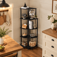 Black 5 Tier Corner Shelf Unit, Vertical Storage Organizer for Small ...