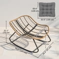 thumbnail image 3 of Outsunny Fauteuil Berçant Papasan Intérieur Extérieur avec Coussin, Gris, 3 of 10