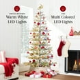 thumbnail image 5 of Best Choice Products Pre-Lit Flocked Sparse Christmas Tree 6ft Artificial Pine Tree, w/White & Multicolored LED Lights - Green, 5 of 10