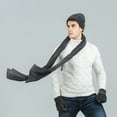 thumbnail image 4 of Couples Winter Warm Scarf Hat Gloves Set Ribbed Knitted Woolen Bib Suit Soft Comfortable Unisex Cold Weather Accessories, 4 of 4