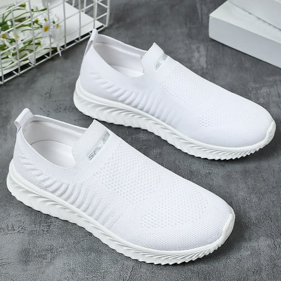 Fdrone Womens Athletic Walking Shoes Slip On Shoes Sneakers ace Up Sports Shoes Non Slip Running Shoes Fashion Versatile Laceless Casual Breathable Lightweight Mesh Knit