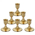 thumbnail image 1 of 6 Candelabros Cónicos de Latón Dorado, Metal Vintage para Centro Mesa o Repisa Comedor, 1 of 5