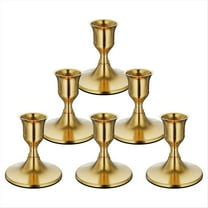 6PCS Brass Gold Taper Candle Holders, Vintage Metal Candlestick Holders for Dinner Room Table Centerpiece or Mantel