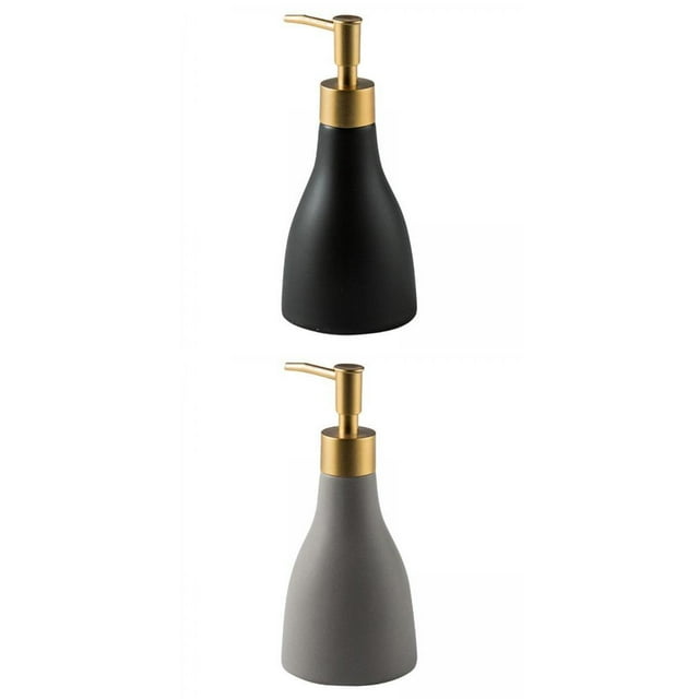 2 dispensadores de jabón líquido, gel de ducha, rellenables, para champú. gris negro