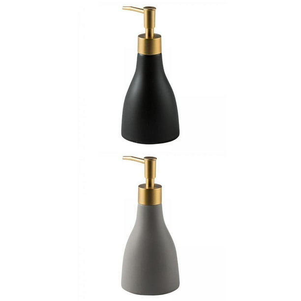 2 dispensadores de jabón líquido, gel de ducha, rellenables, para champú. gris negro