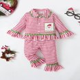 thumbnail image 4 of Pyjama de Noël pour Tout-Petites Filles Père Noël à Rayures Manches Longues Boutons Hauts Pantalons Tenues de Nuit pour Tout-Petits Ensembles 2 Pcs Rayures Rouges 12-18 Mois, 4 of 7