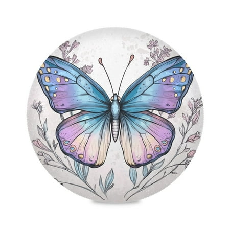 

Round Placemat Set 15.4 Inch Diameter Table Mats Heat-Resistant Decorative for Dining Tables Butterfly