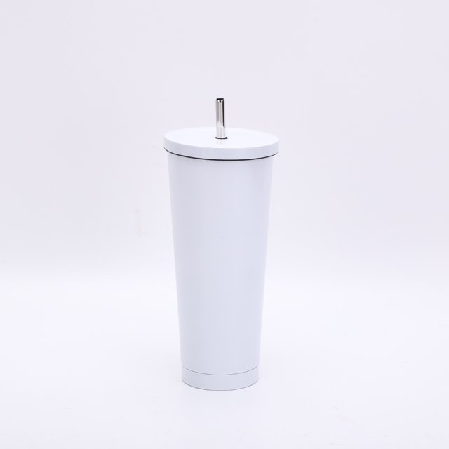 Termo portátil de acero inoxidable 304 con pajita de doble capa para exteriores, taza de café al vacío para automóvil
