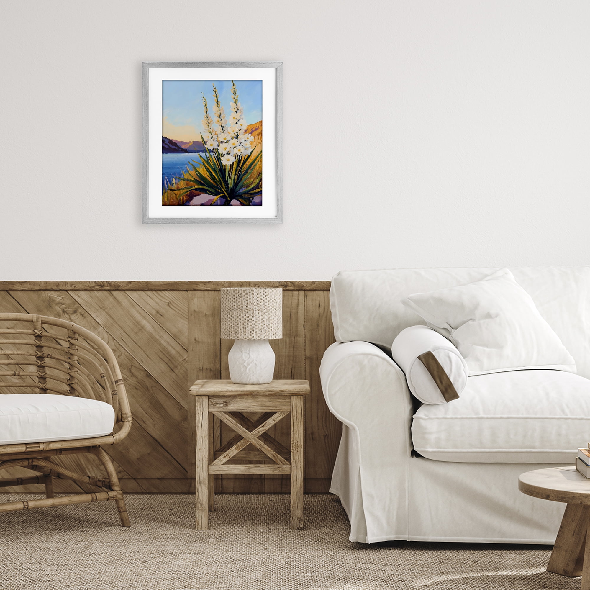 Stupell Industries Yucca in Bloom By The Lake Gray Framed Print Under Glass, design by The Prints Vibe