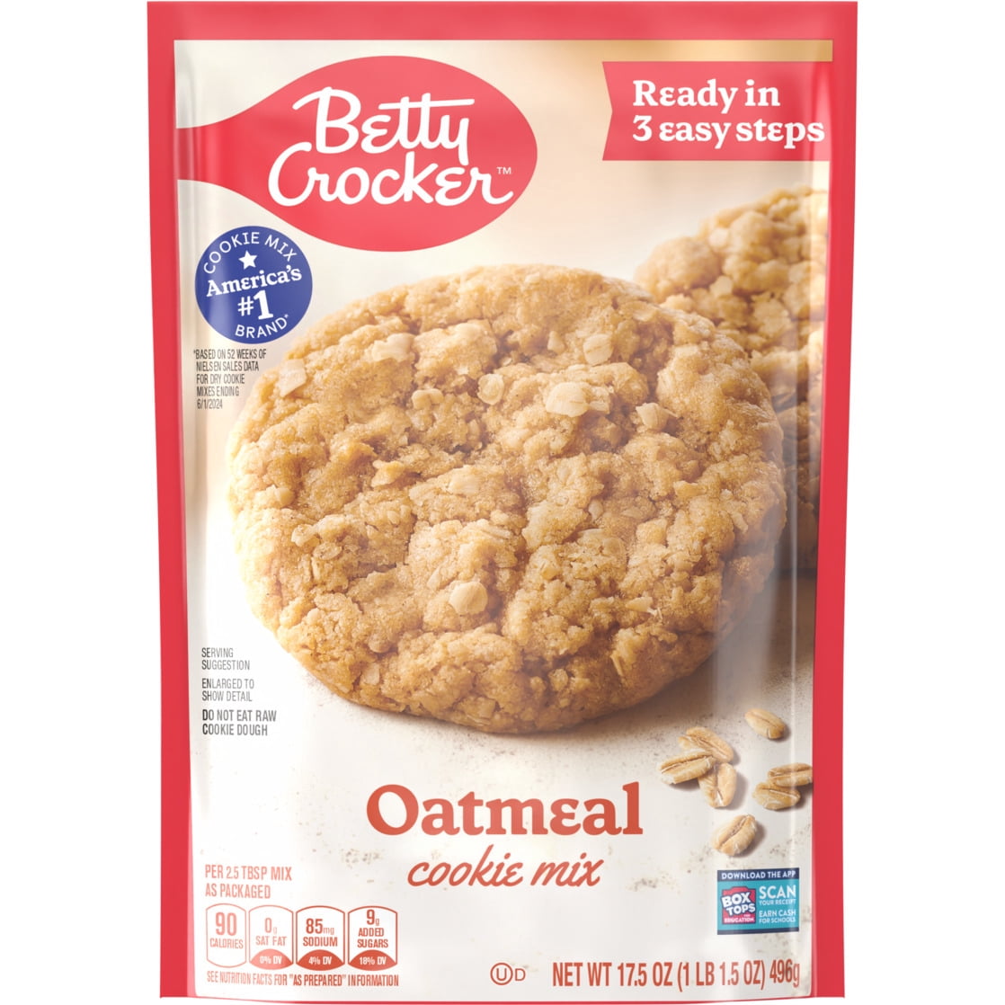 (12 pack) Betty Crocker Oatmeal Cookies, Cookie Baking Mix, 17.5 oz