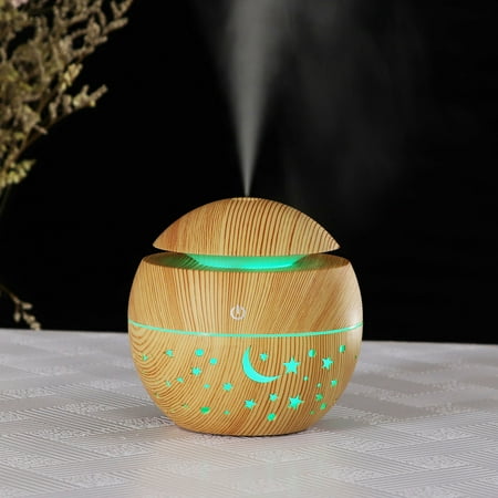 

Hueook Humidifiers For Bedroom Star Sky Wood Grain Creative Hollow Moon Humidifier Colorful Translucent Mini Portable