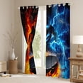 thumbnail image 3 of Castle Fairy Ice Hockey Boy Girl Curtains Pack Of 2 (42X84 Each),Sport Gamer Curtains Blackout,Blue Orange Lightning Bedroom Curtains,Lightweight Room Decor, 3 of 6