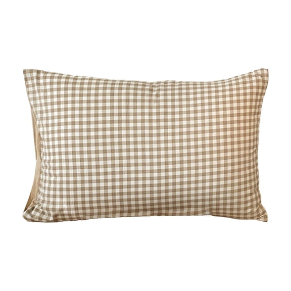 Gingham Pillowcases Standard Size Pillow Plaid Pillowcases, Grid Checkered Gingham Washed Cotton Pillow Covers with Envelope Closure, Soft & Durable (29''x19'',Brown)