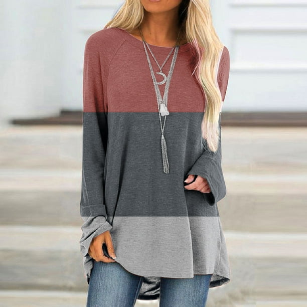 Pntutb Mujeres Moda Casual Socket Impreso Manga Larga Cuello Redondo tops Pntutb Pntutb-1883