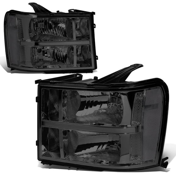 DNA Motoring For 07-13 GMC Sierra 1500 2500 3500 OE Style Smoked Clear Headlight Lamps Pair