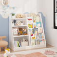 thumbnail image 2 of PAPROOS Kids Bookshelf and Toy Storage Organizer, Bookcase with Front-Facing Book Display, Kids Bookcase with Storage Shelves for Playroom, Nursery, Bedroom, White, 2 of 9