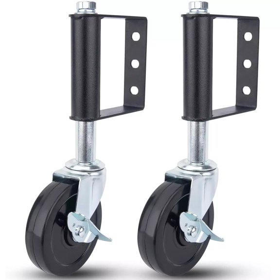 Heavy Duty Spring Loaded Gate Caster Wheel - 4 Inch Rubber Wheel, 440 Lb Capacity, 6-Hole Mounting Plate For Wood Or Metal Gates